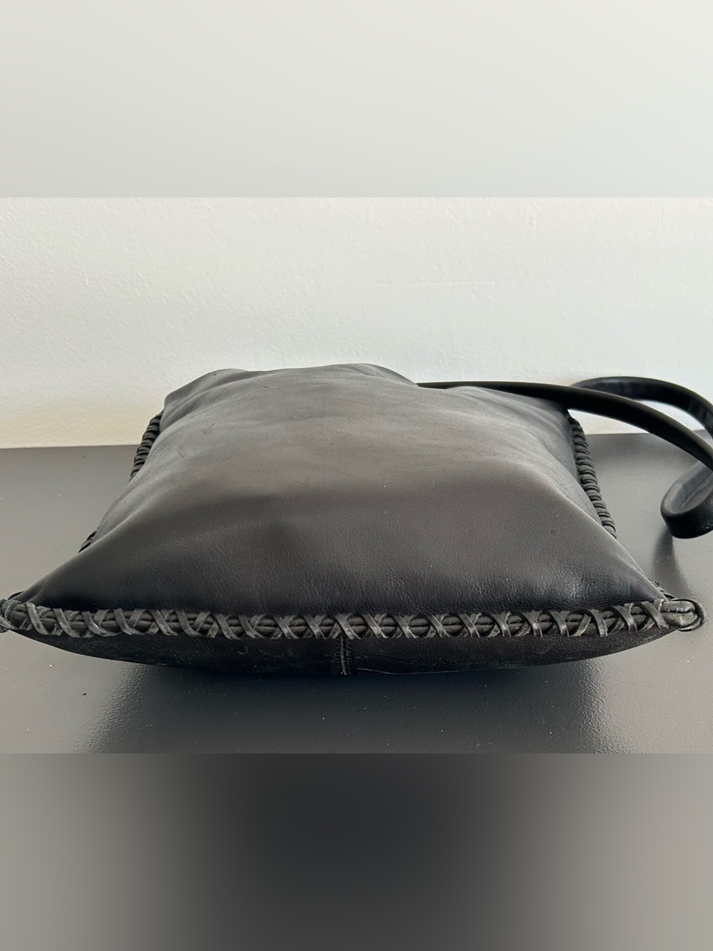 Kenneth Cole Black Leather Whipstitch Hobo Shoulder Bag Slouchy Y2K - Picture 13 of 13